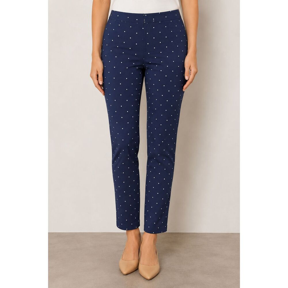 Chico’s Navy Blue Polka Dot Ankle Pants Size 2 Regular NWT